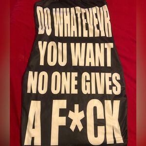 Graphic Black mini dress with Bold White Slogan